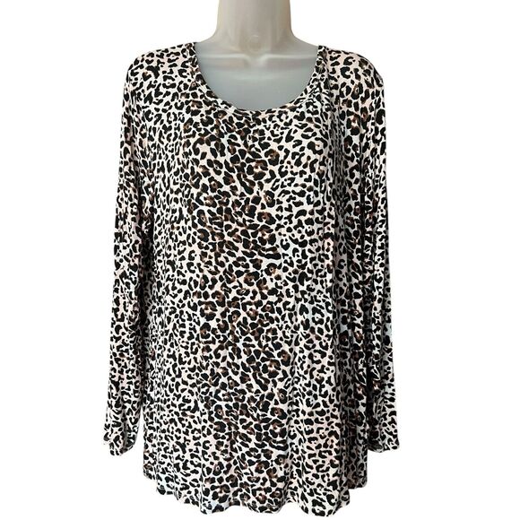Maurice's 24/7 Leopard Long Sleeve Tee Shirt Sz XXL Animal Print - Picture 10 of 12
